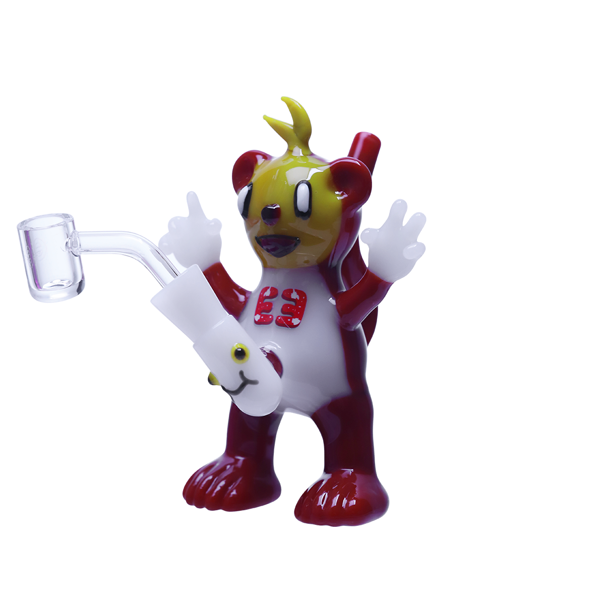 Friendly glass dude waving high