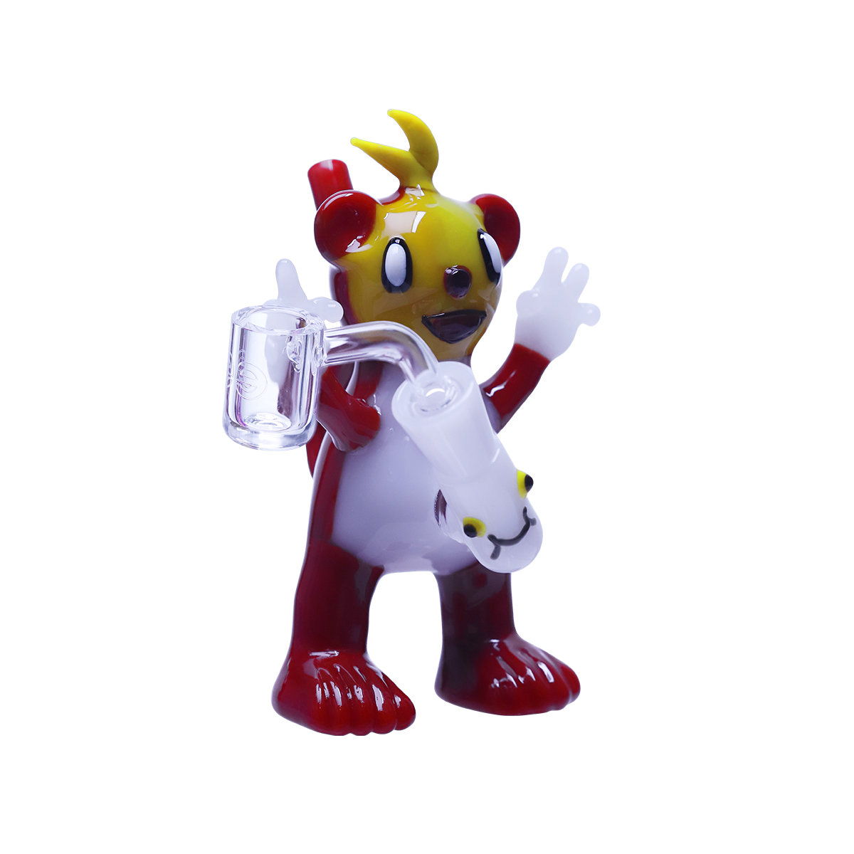 Friendly glass dude waving high
