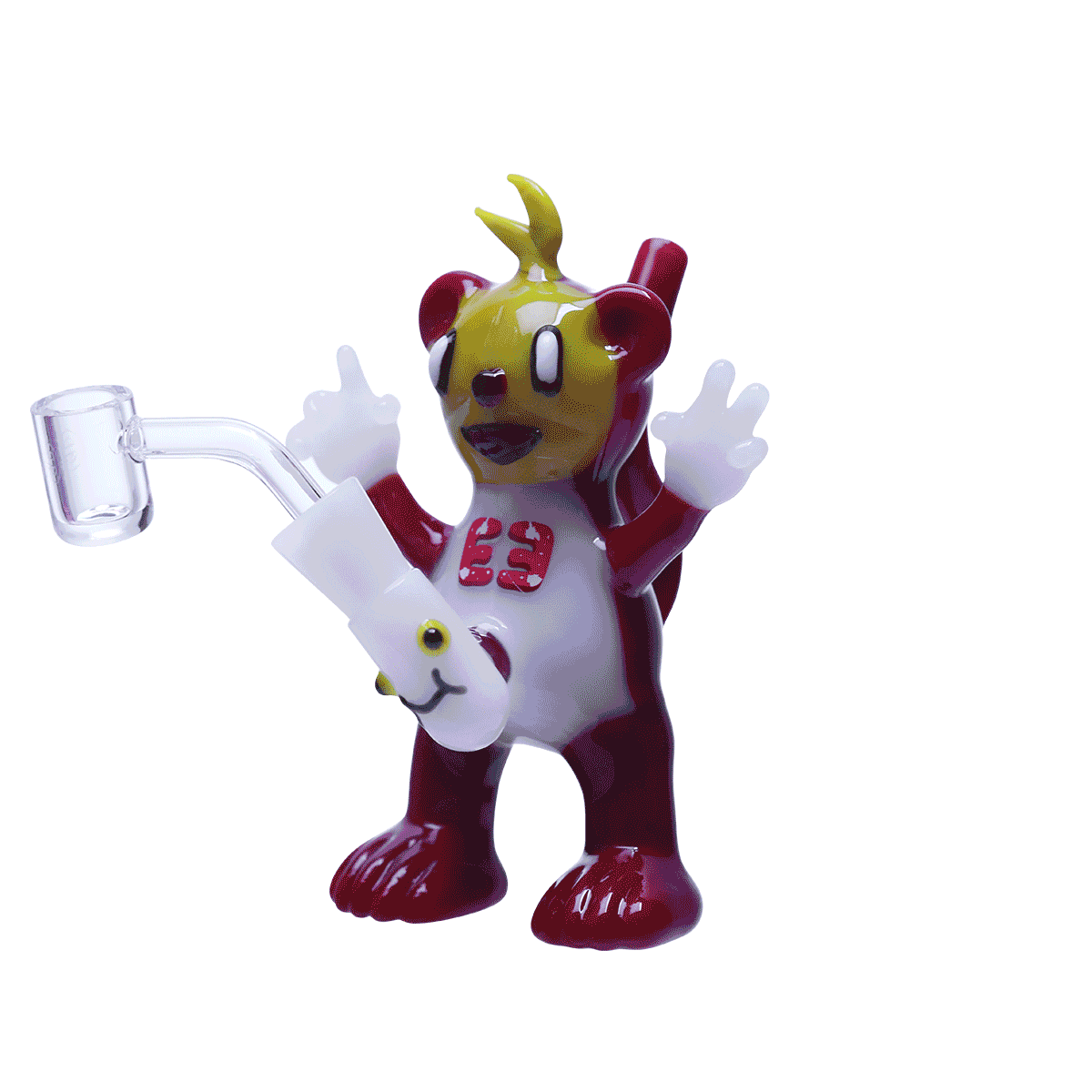 Friendly glass dude waving high